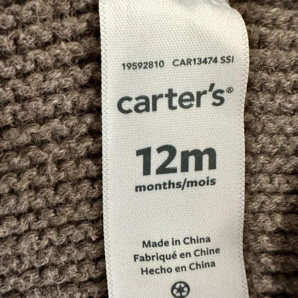 New Carter's Christmas Reindeer Hooded Thick Knit Cardigan  Jacket Sweater